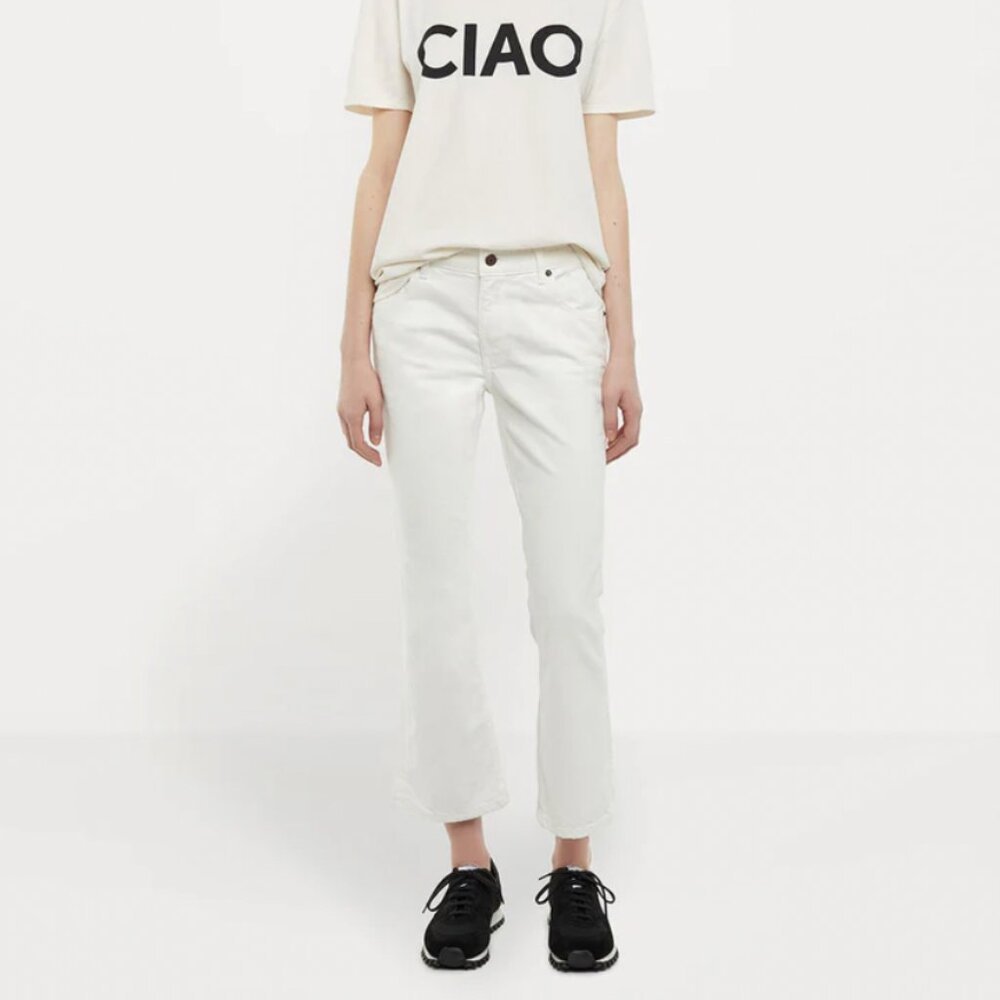 La Garconne 6397 Mini Kick Flare Jeans in White Size 25